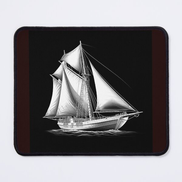 Item preview, Vintage Sailing Ship Black and White Nautical Illustration designed and sold by inkoutninja.