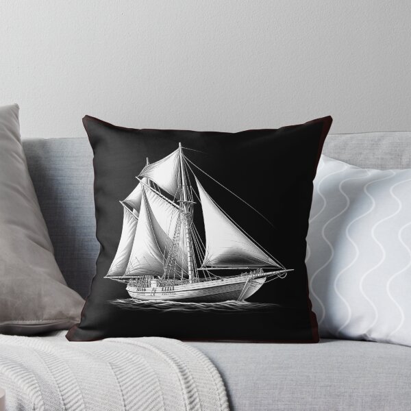 Item preview, Vintage Sailing Ship Black and White Nautical Illustration designed and sold by inkoutninja.