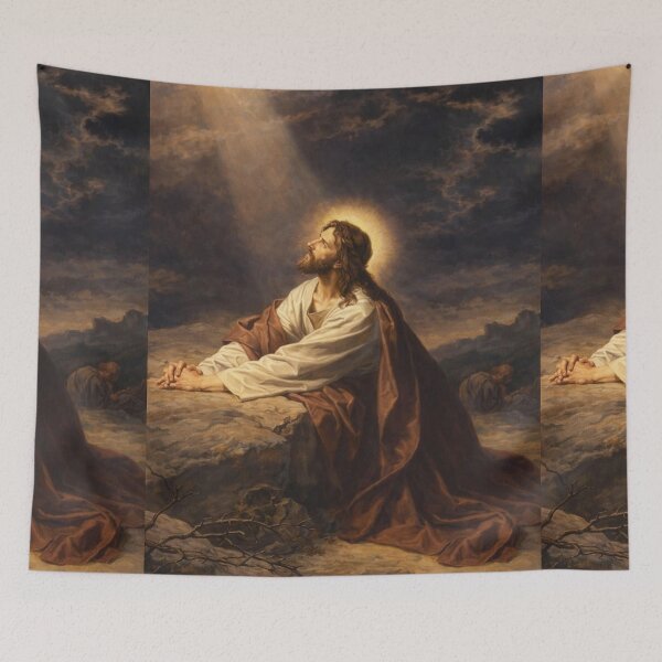 Item preview, Jesus Praying in Gethsemane | Christian Religious Art Print | Sacred Biblical Illustration designed and sold by Jesus-istheway.
