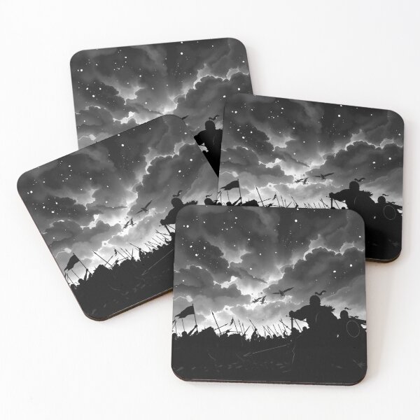 Item preview, Epic Viking Battle Silhouette with Dragons - Dark Fantasy Art designed and sold by EllDAV777.