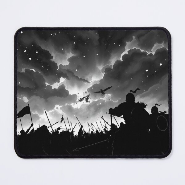 Item preview, Epic Viking Battle Silhouette with Dragons - Dark Fantasy Art designed and sold by EllDAV777.