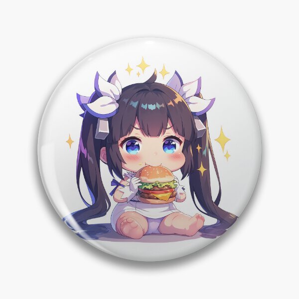 Item preview, Hestia DanMachi Chibi Burger Happiness designed and sold by earlobejerk.