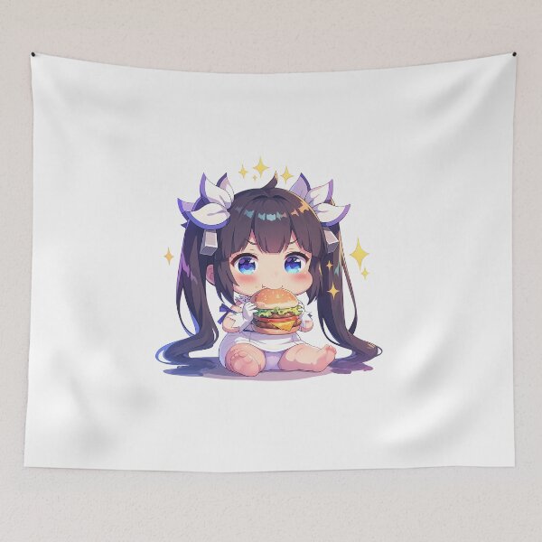 Item preview, Hestia DanMachi Chibi Burger Happiness designed and sold by earlobejerk.
