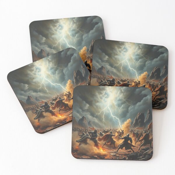 Item preview, Epic Fantasy Battle Warriors Lightning Storm Dark Art designed and sold by EllDAV777.