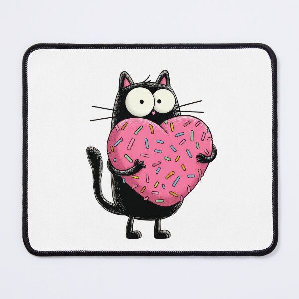 Item preview, Funny Black Cat Holding Pink Sprinkle Heart Cute Cat Lover Valentine Gift designed and sold by CozyPawCo.