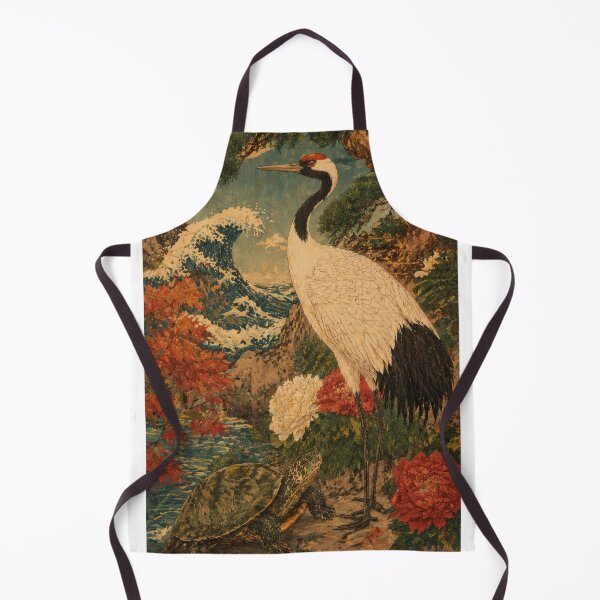 Item preview, Taisho Crane and Turtle Japanese Vintage Art designed and sold by WabiSabiArts.