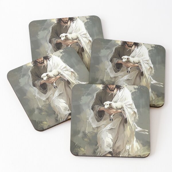 Item preview, Jesus the Good Shepherd with Lamb | Christian Spiritual Art Print | Modern Religious Illustration designed and sold by Jesus-istheway.