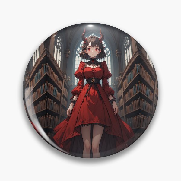 Item preview, Elegant red demon in a library designed and sold by ArtsJulian.