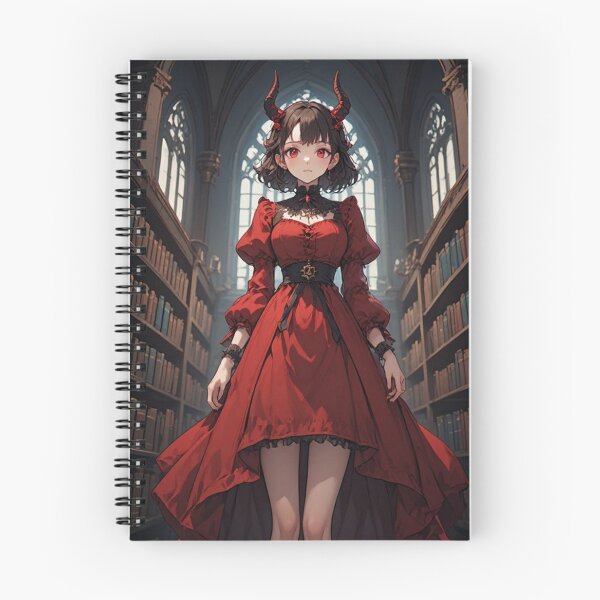Item preview, Elegant red demon in a library designed and sold by ArtsJulian.