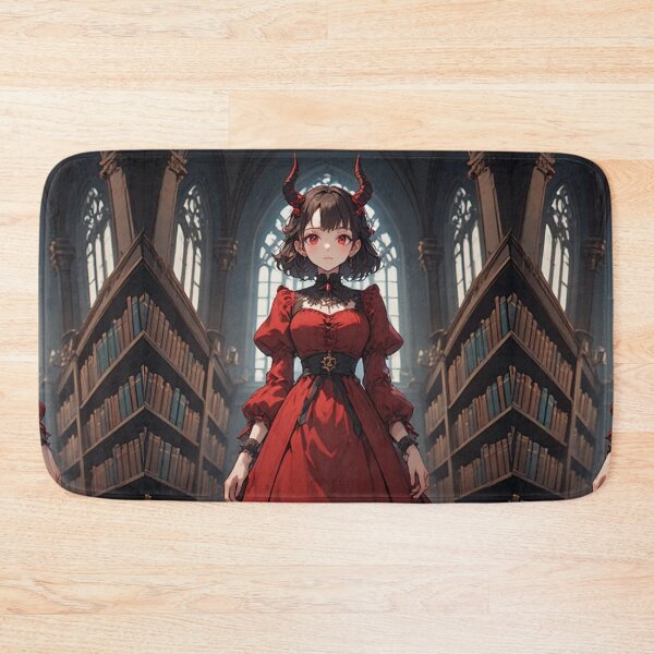Item preview, Elegant red demon in a library designed and sold by ArtsJulian.