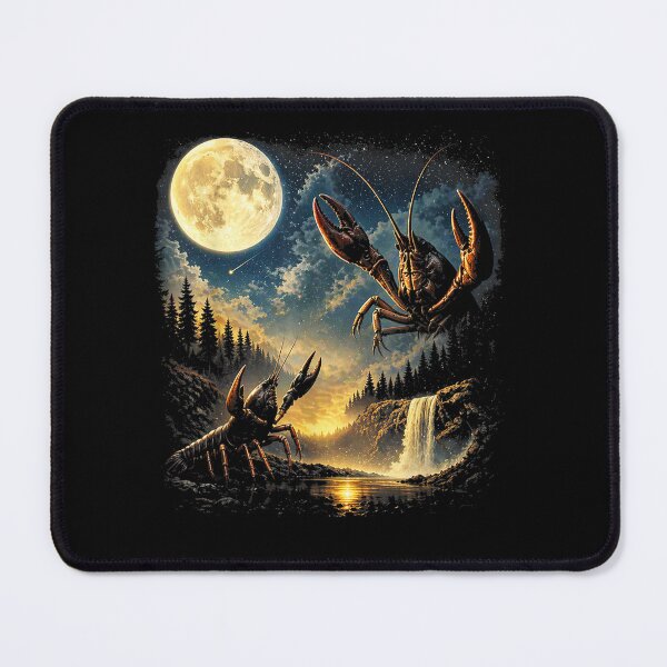 Item preview, Vintage Three Crawfish Moon Crawfish Howling to The Moon designed and sold by ZalcArtStore.