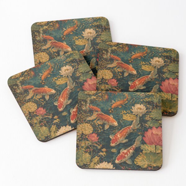 Item preview, Taisho Koi Fish and Lotus Japanese Vintage Art designed and sold by WabiSabiArts.