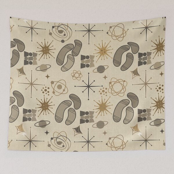 Item preview, Tan & Beige Earth Tone Atomic Age Pattern 1950s vibe Mid Century Modern designed and sold by CattlettArt.