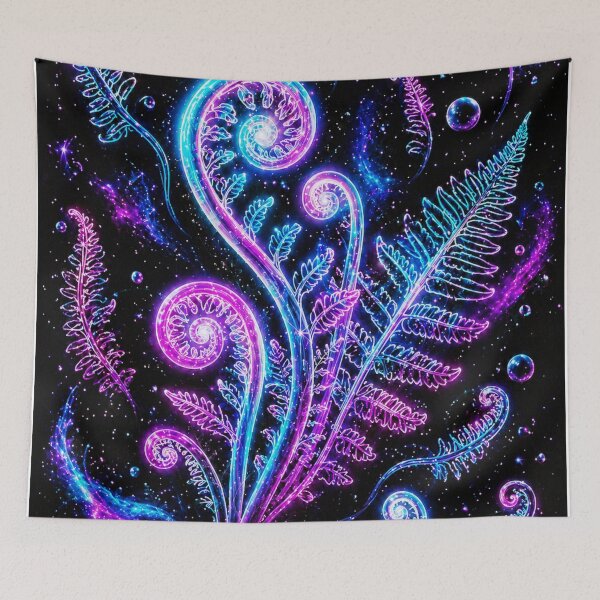 Item preview, Neon Galaxy Fiddlehead Fern | Cosmic Botanical Spiral | Glowing Space Plant | Synthwave Nature Art designed and sold by LuxuryApparels.