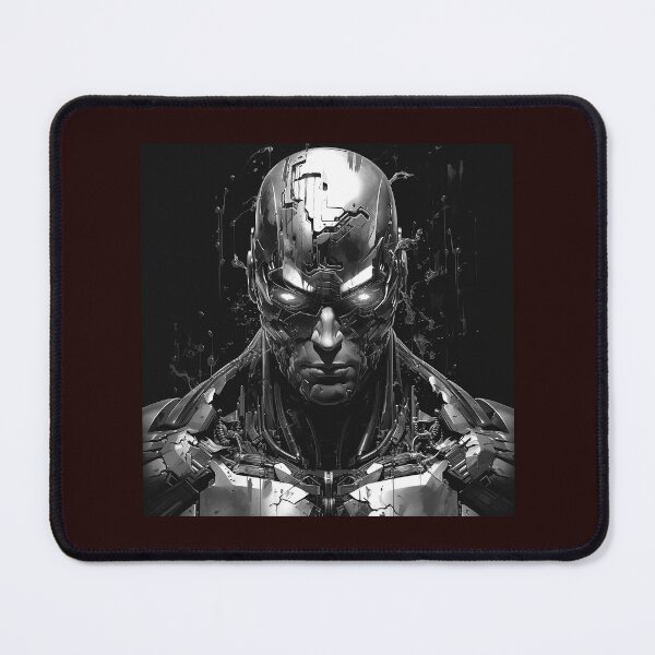 Item preview, Dark Cyberpunk Cyborg Warrior Black and White Illustration designed and sold by inkoutninja.