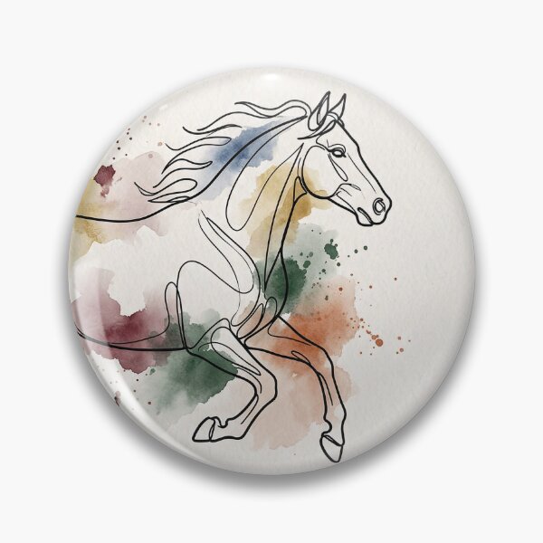 Item preview, Galloping Horse Line Art Watercolor Splash Prestige designed and sold by PixorStudio.