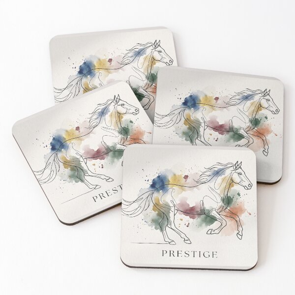 Item preview, Galloping Horse Line Art Watercolor Splash Prestige designed and sold by PixorStudio.