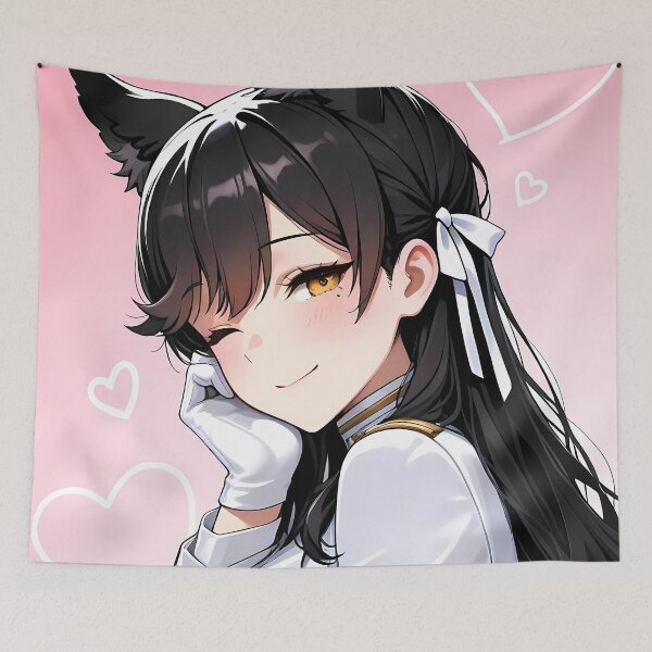 Item preview, Atago Azur Lane Pink Background Cat Ears Heart Doodles Uniform designed and sold by SuperTeamCanada.
