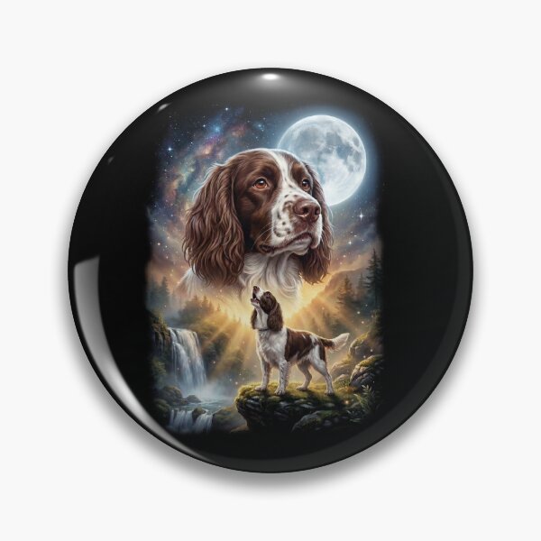 Item preview, English Springer Spaniel Howling Moon Art Dog Lover designed and sold by DoodleTortle.