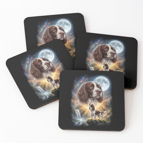 Item preview, English Springer Spaniel Howling Moon Art Dog Lover designed and sold by DoodleTortle.