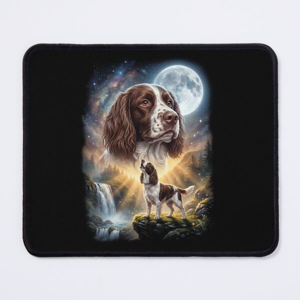 Item preview, English Springer Spaniel Howling Moon Art Dog Lover designed and sold by DoodleTortle.
