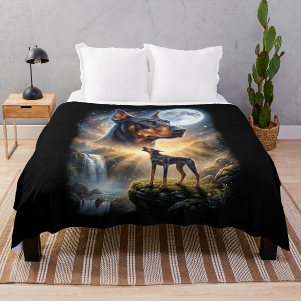 Item preview, Doberman Pinscher Howling Moon Art Dog Lover designed and sold by DoodleTortle.