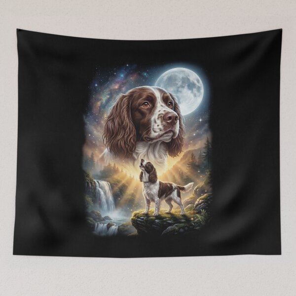 Item preview, English Springer Spaniel Howling Moon Art Dog Lover designed and sold by DoodleTortle.