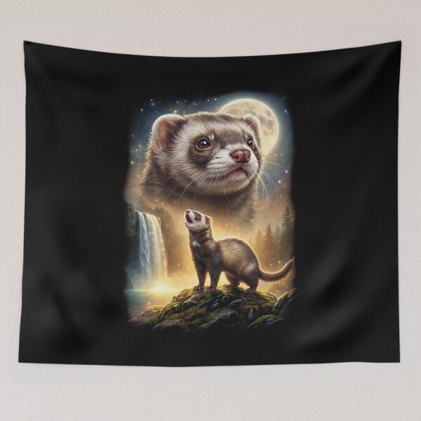 Item preview, Ferret Howling Moon Art Animal Lover designed and sold by DoodleTortle.