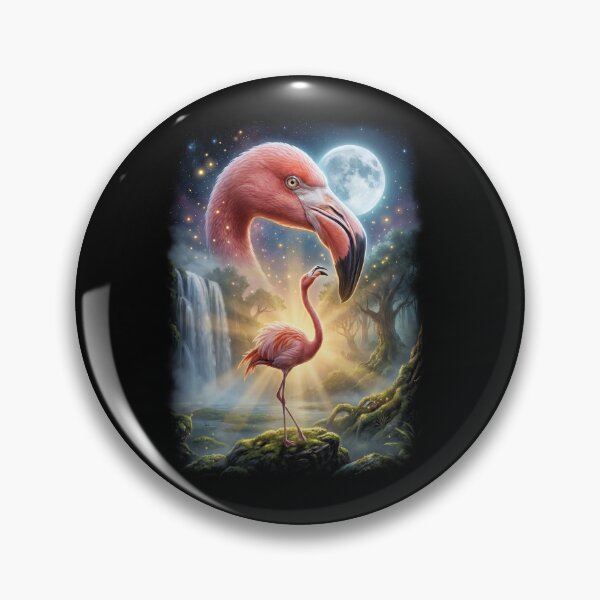 Item preview, Flamingo Howling Moon Art Animal Lover designed and sold by DoodleTortle.
