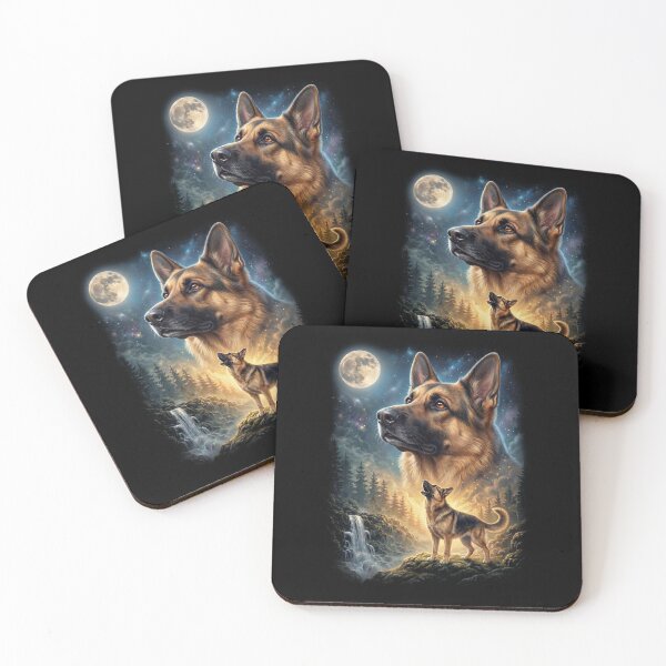 Item preview, German Shepherd Howling Moon Art Dog Lover designed and sold by DoodleTortle.