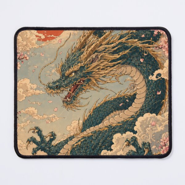 Item preview, Taisho Dragon and Cherry Blossoms Japanese Vintage Art designed and sold by WabiSabiArts.