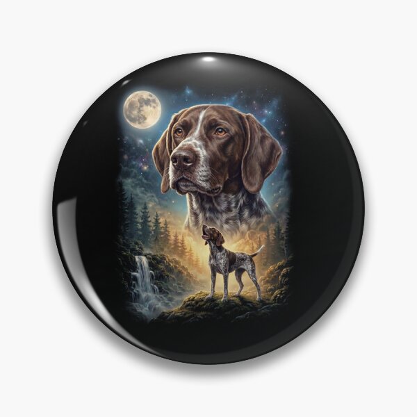 Item preview, German Shorthaired Pointer Howling Moon Art Dog Lover designed and sold by DoodleTortle.