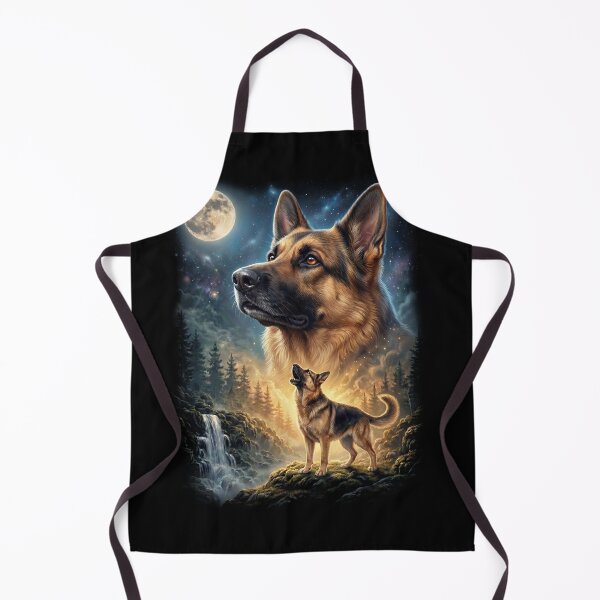 Item preview, German Shepherd Howling Moon Art Dog Lover designed and sold by DoodleTortle.