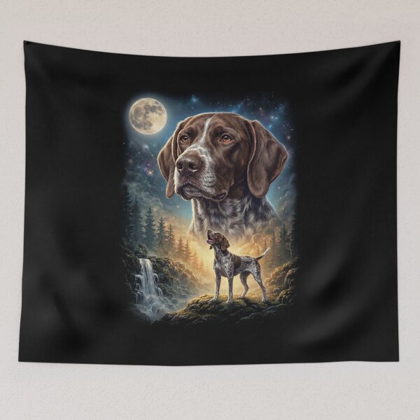 Item preview, German Shorthaired Pointer Howling Moon Art Dog Lover designed and sold by DoodleTortle.