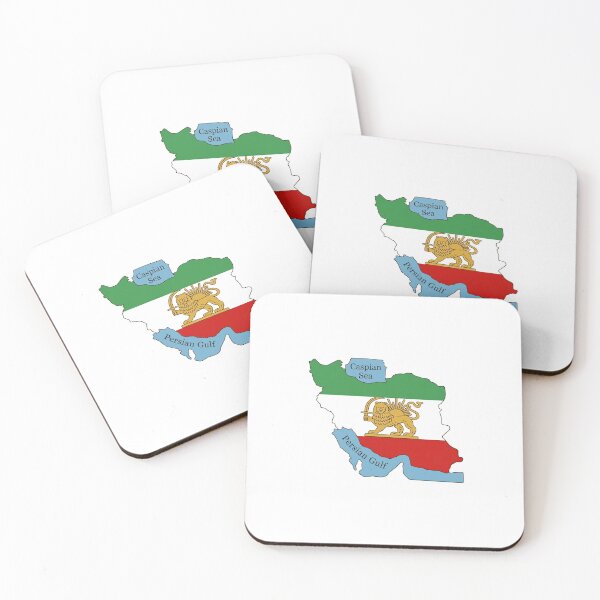 Item preview, Iran lion and sun flag map including Caspian sea and Persian gulf designed and sold by Persianfy.