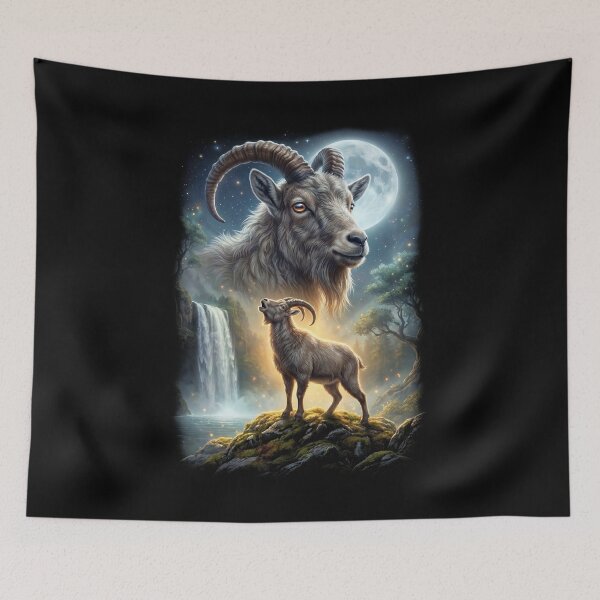 Item preview, Goat Howling Moon Art Animal Lover designed and sold by DoodleTortle.