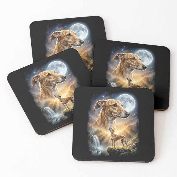 Item preview, Greyhound Howling Moon Art Dog Lover designed and sold by DoodleTortle.