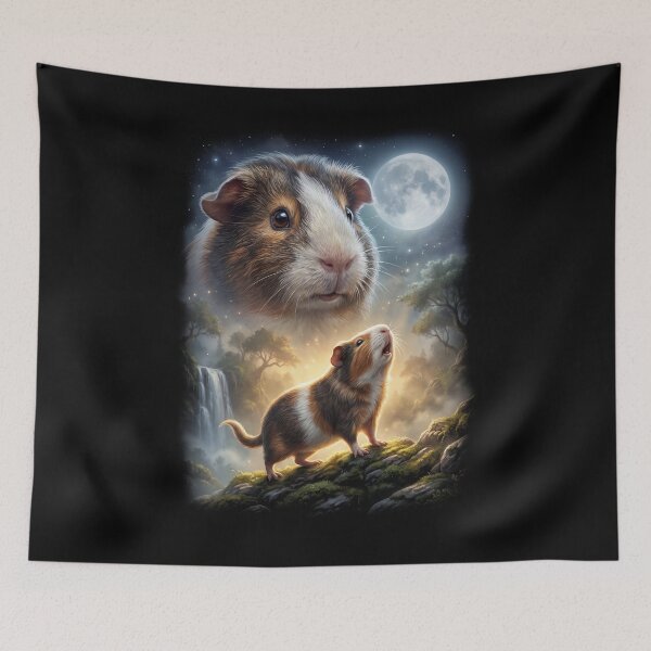 Item preview, Guinea Pig Howling Moon Art Animal Lover designed and sold by DoodleTortle.
