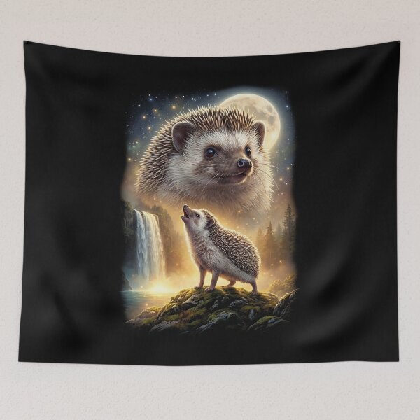 Item preview, Hedgehog Howling Moon Art Animal Lover designed and sold by DoodleTortle.