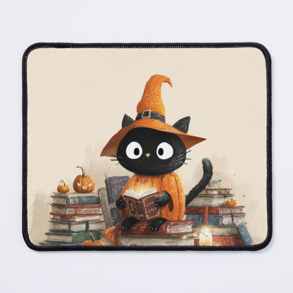 Item preview, Cute Black Cat Witch Reading Spell Book Halloween Pumpkin Cozy Autumn Cat Lover Gift designed and sold by CozyPawCo.