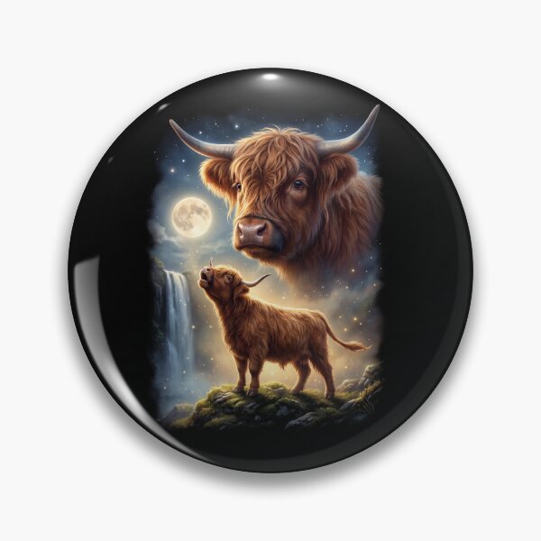 Aperçu de l'œuvre Vache des Highlands hurlant à la lune, art pour les amoureux des animaux créée et vendue par DoodleTortle.