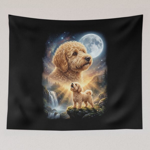 Item preview, Goldendoodle Howling Moon Art Dog Lover designed and sold by DoodleTortle.
