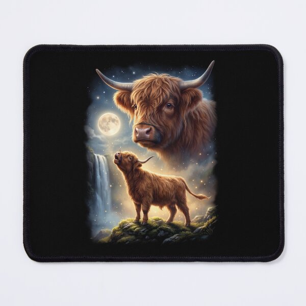 Item preview, Highland Cow Howling Moon Art Animal Lover designed and sold by DoodleTortle.