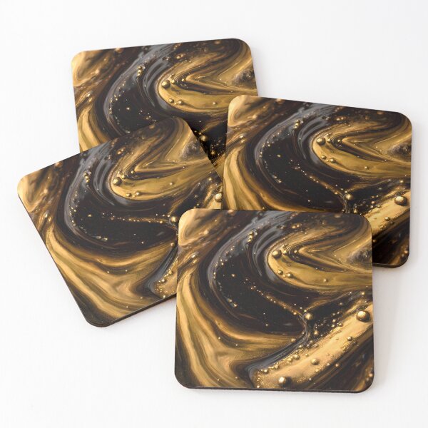 Item preview, Espresso and Swirling Gold Glossy Abstract designed and sold by Glitchart66.