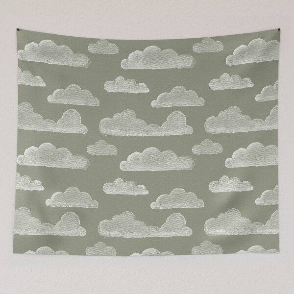 Item preview, Dreamtime Clouds Watercolor Pattern - Sage + Snow designed and sold by Irene Estelle.
