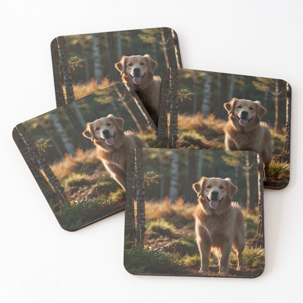 Item preview, Golden Retriever Dog in Sunlit Misty Forest designed and sold by Glitchart66.