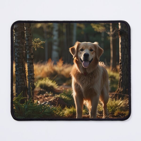 Item preview, Golden Retriever Dog in Sunlit Misty Forest designed and sold by Glitchart66.