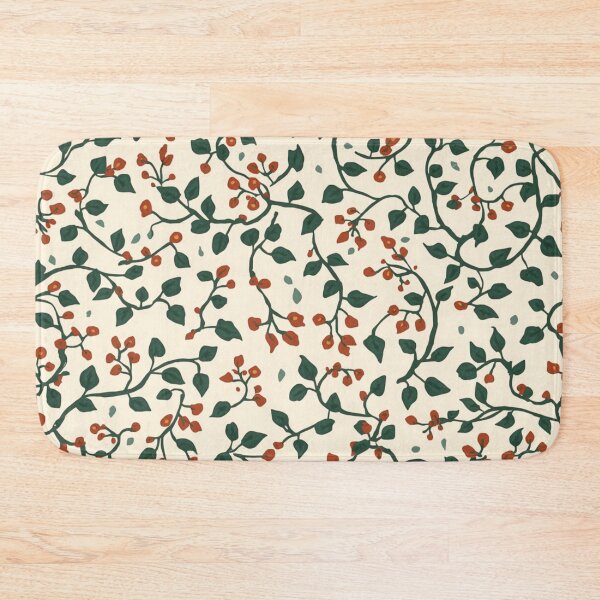 Item preview, Dark Forest Green Rustic Red Cream Ivy Pattern designed and sold by burbankdesigns.