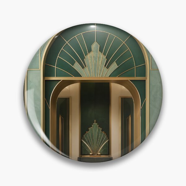 Item preview, Neo Art Deco Emerald Arch with Gold Fan Motifs designed and sold by Glitchart66.