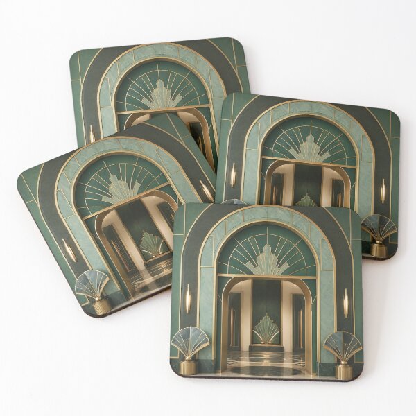 Item preview, Neo Art Deco Emerald Arch with Gold Fan Motifs designed and sold by Glitchart66.